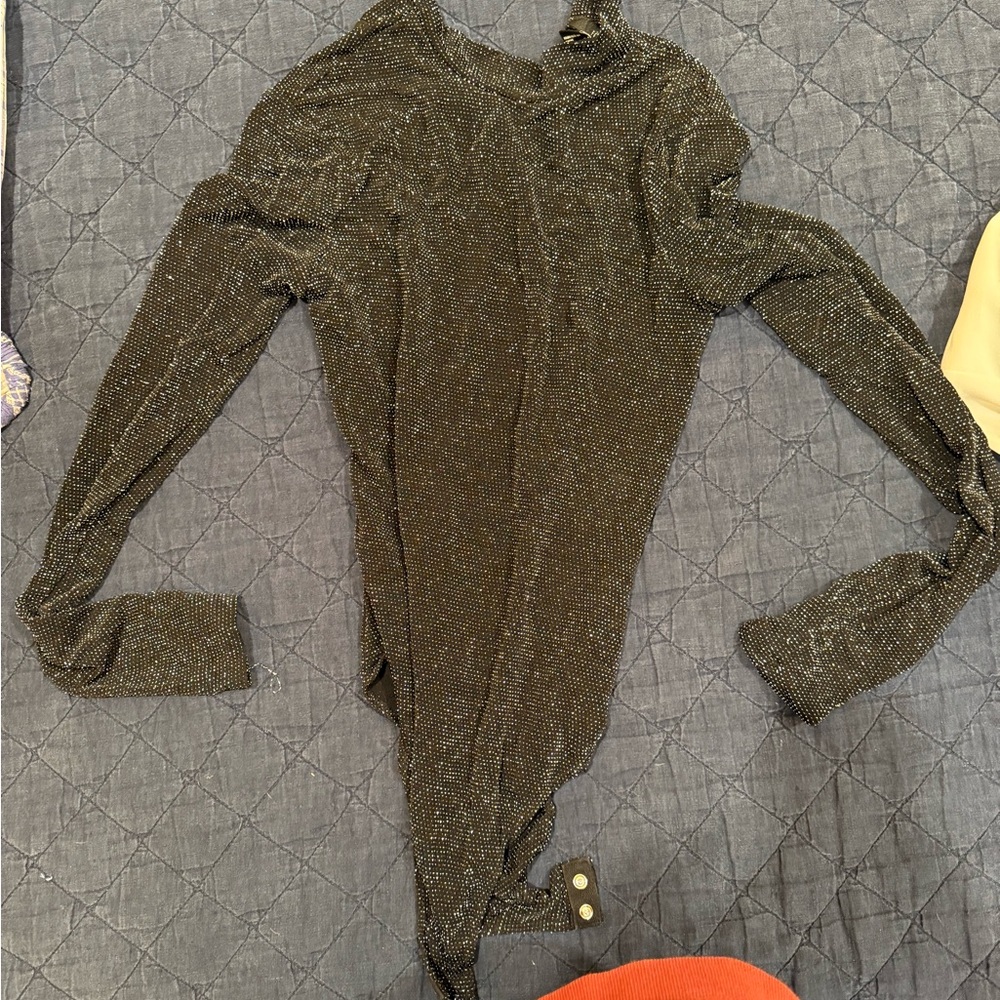 Forever 21 Glittery Black Bodysuit